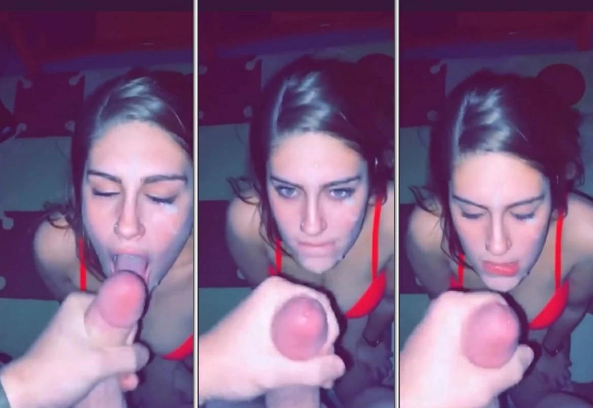 Leitadas no rostinho de puta da namorada que é uma vadia