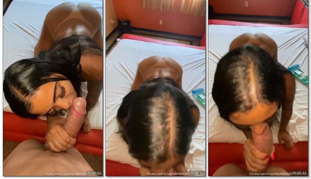 Chayene Henrique moreninha gulosa ajoelha e chupa com vontade a piroca do seu macho dotado