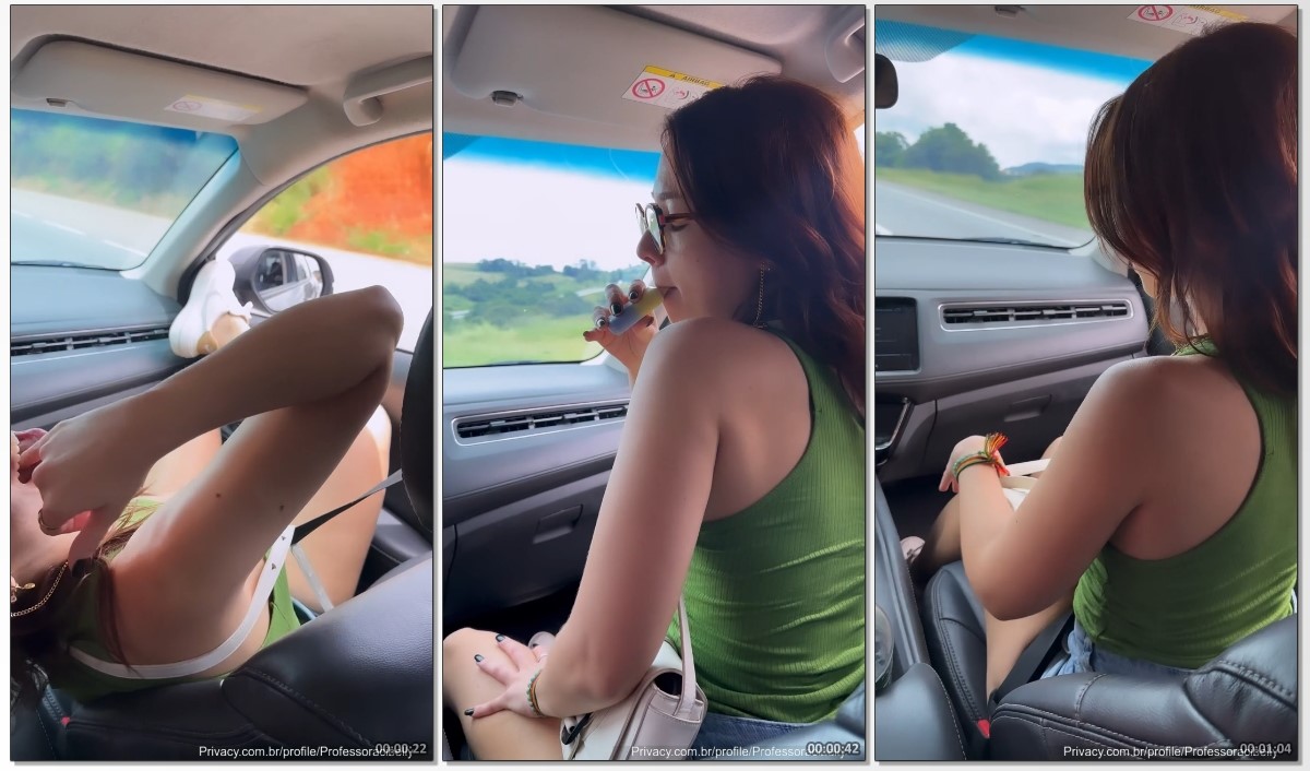 Cibelly Ferreira chapada fumando baseado e exibindo os seios