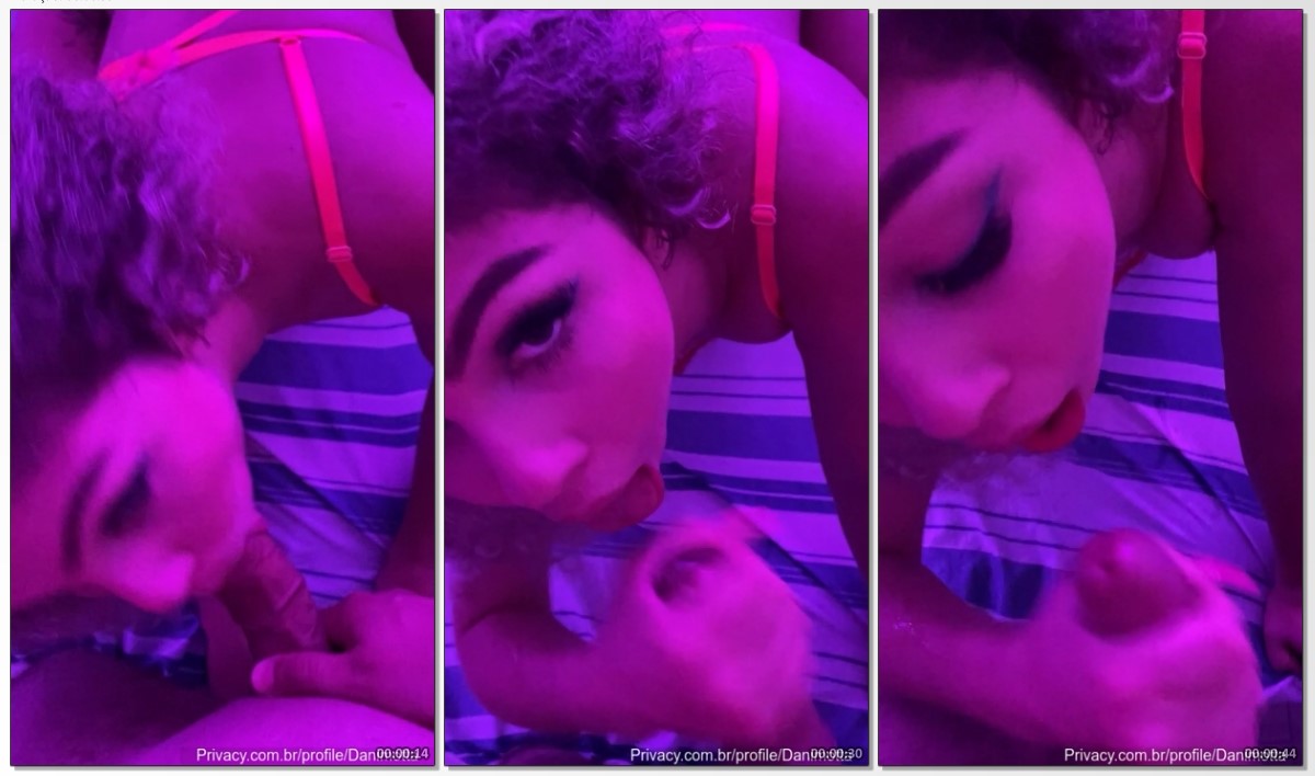 Dani Motta fazendo boquete guloso e tomando leite quente