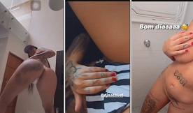 Dj Nathi pelada mostrando a buceta molhada no banho