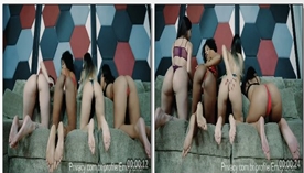 Emily Ferrer de quatro com amigas gostosas só de fio dental