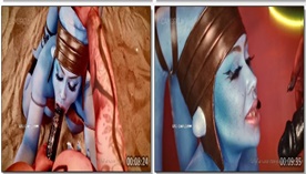 Juliette Michele uma cavalona vestida de smurf gostosa mamando uma piroca de borracha cheia de tesão