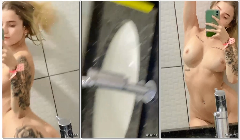 Loira gostosa grava vídeo no espelho e cai na net