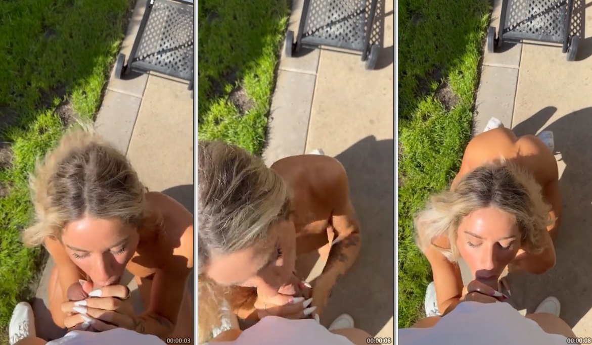 Loirinha safada faz boquete no quintal de casa