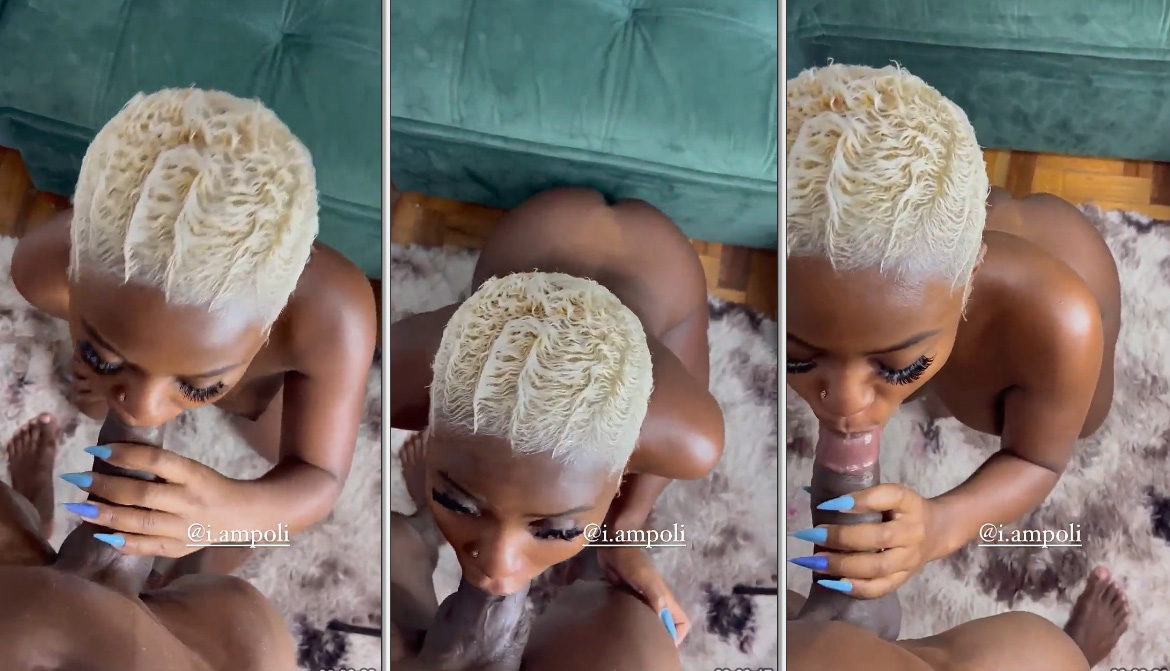 Poliana Ferreira pretinha safada agacha pra  chupar piroca preta ganhando muita porra na cara e na boca