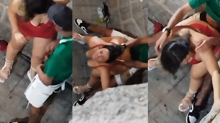 Sexo em público com loira gostosa que conheceu na festa