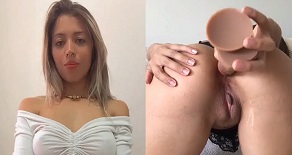 Mc Bruna Santos Onlyfans socando o pau de borracha na buceta
