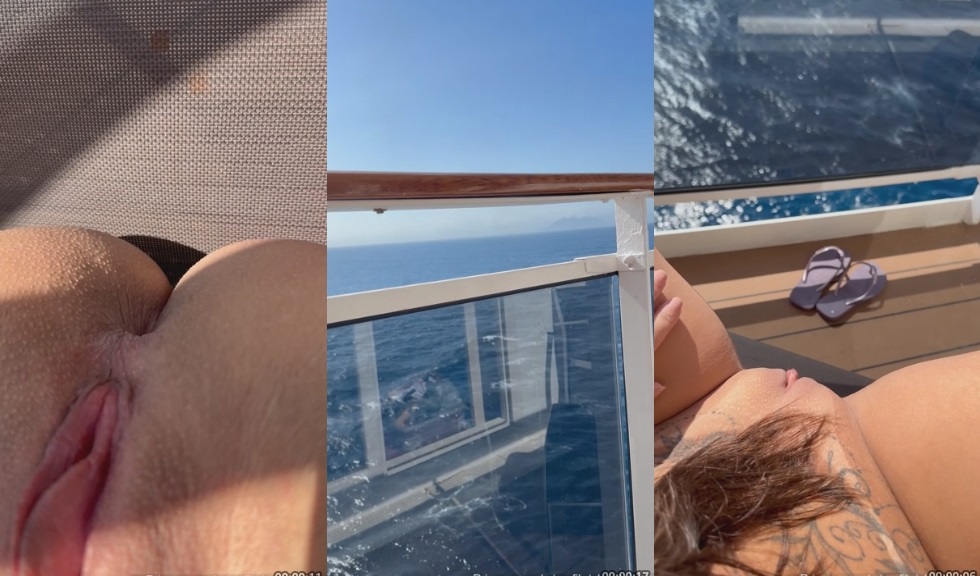 Aline Lary nua tomando sol na buceta na cabine do cruzeiro