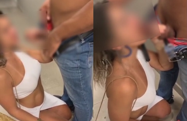 Casada vagabunda chupando o cacete de um negão no hotel