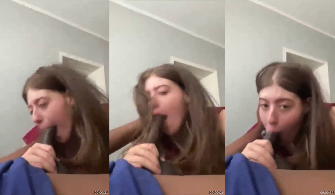 Estudante magrinha chupando cacete de negro dotado