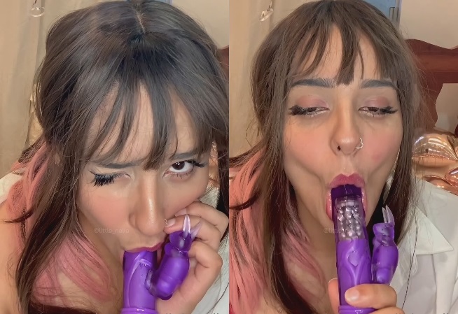 Little Nalla mamando seu consolo com carinha de puta safada