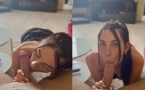 Magrinha Juicy Alison pagando boquete com bumbum empinado