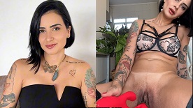 Tatuada Lola Benvenutti gozando com vibrador na buceta