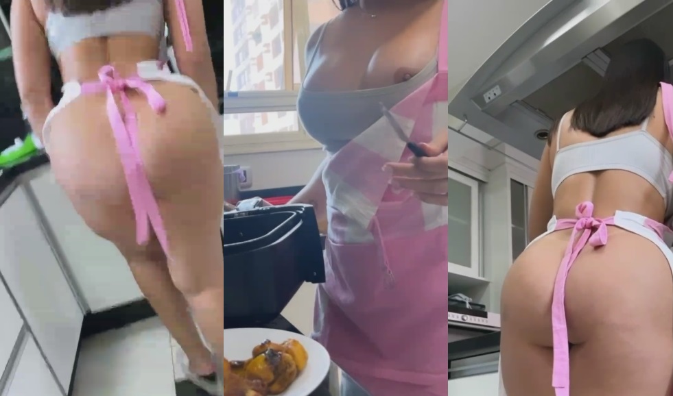 Lina Nakamura vídeo amador fazendo almoço pelada na cozinha