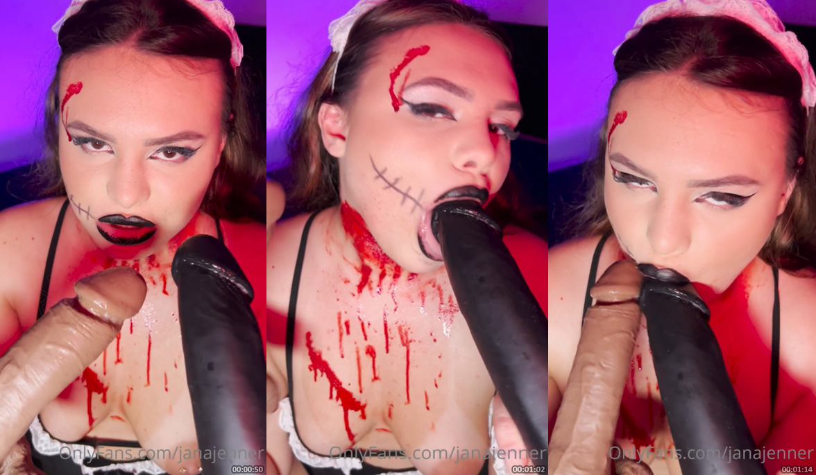 Gulosa Jana Jenner mamando caralhos de borracha